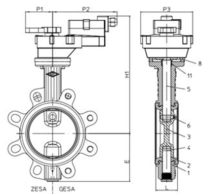 Afbeeldingen van VLINDERKLEP ARI-ZESA EA DN50 PN16 O/C