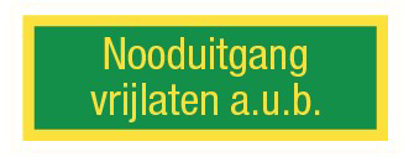 Afbeeldingen van STICKER "NOODUITGANG VRIJLATEN" 250X90mm