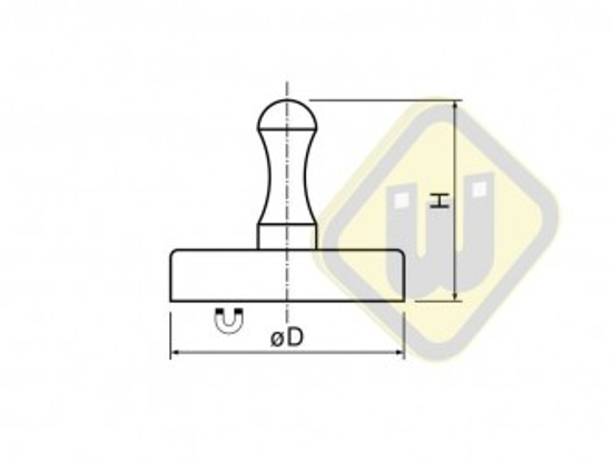 Afbeeldingen van MAGNEET D=36mm  MET KNOP FERRIET-WIT