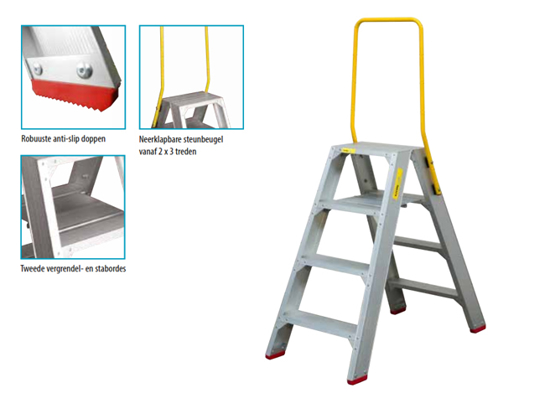 Afbeeldingen van INDUSTRIETRAP ALU 4741 2 TR. DUBBELZIJD.