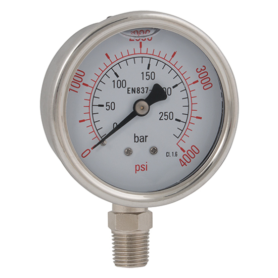 Afbeeldingen van MANOMETER RVS 0-25bar D=63MM 1/4" ONDER