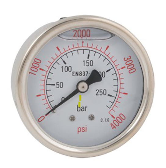 Afbeeldingen van MANOMETER RVS 0-12B D=63mm 1/4" ACHTER