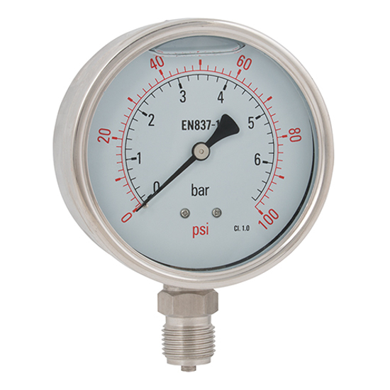 Afbeeldingen van MANOMETER RVS 0-16bar D=100MM 1/2" ONDER