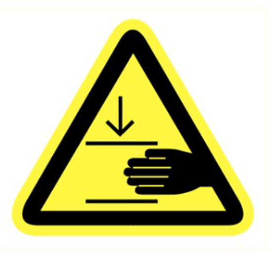 Afbeeldingen van STICKER PLETGEVAAR HAND 25MM