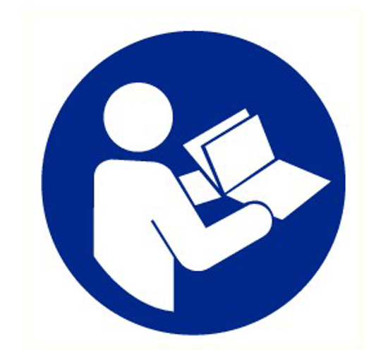 Afbeeldingen van STICKER INSTRUCTIES LEZEN VERPLICHT 50MM