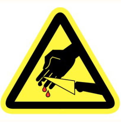 Afbeeldingen van STICKER "SNIJGEVAAR" 50mm VYNYL 3530.38