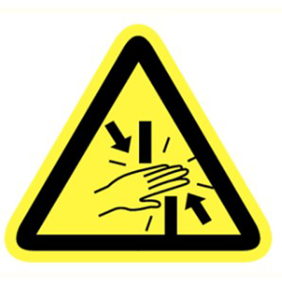 Afbeeldingen van STICKER "KNELLINGSGEVAAR" 50mm VYNYL