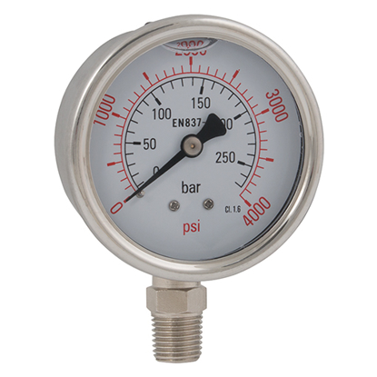 Afbeeldingen van MANOMETER RVS 0-25bar D=63MM 1/4" ONDER